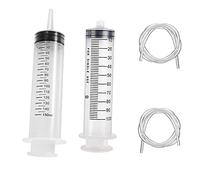Réutilisable Seringue Plastique Seringue Avec 1.3m Tube en Plastique RéUtilisable Seringue A Huile Seringue D’alimentation pour Vider Les Bocaux de Liquide de Frein D'huile Moteur 2pcs