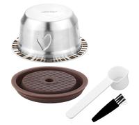 Réutilisables Dosettes pour Nespresso Vertuo, Ensemble Capsules Café Rechargeables en Acier Inoxydable 230 ml avec 1 Couvercle Silicone, 1 Cuillère, 1 Brosse Accessoires Café pour Nespresso
