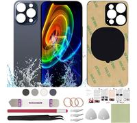 ReuWeu Vitre arrière de rechange compatible avec iPhone 15 Pro Max 6,7" + outils professionnels (titane bleu)
