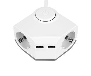 REV 0015400103 Multiprise d'angle 2 Prises avec 2 Ports USB Blanc 150 cm 2300 W 16 A
