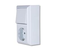 REV 0510156777 PlanoLuxe Interrupteur Marche/arrêt en saillie avec Prise Blanc