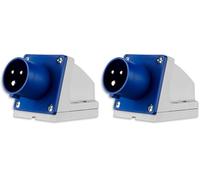 REV 0510615555 Caravan, Prise Murale CEE 230 V, 3 pôles, 1Ph + N+ PE, IP44, Bleu (Lot de 2)