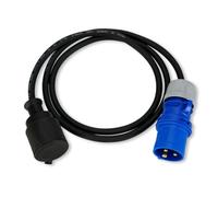 REV Adaptateur CEE - Camping Prise Schuko, IP44, 1,5m, 3500W, Noir | Protection contre les éclaboussures IP44 - 3500 W