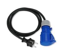 REV Adaptateur CEE - Caravane Schuko vers Prise, IP44, 1,5m, 3500W, Noir | Protection contre les éclaboussures IP44 - 3500 W