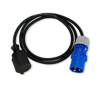 REV Adaptateur de Caravane avec Prise de Terre et fiche CEE IP44. 1,5 m 3500 W, Noir