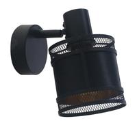 REV - Applique murale à une lampe au look vintage très tendance avec douille E14 - Plafonnier orientable en métal et revêtement en tissu noir - Applique murale pour le salon, la chambre et le couloir