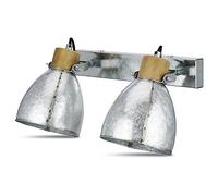 REV - Applique ou plafonnier à deux lampes au look rétro très tendance avec douille E27 - Plafonnier orientable en métal galvanisé gris - Applique murale pour le salon, la chambre et le couloir