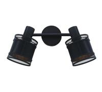 REV - Applique ou plafonnier à deux lampes au look vintage avec douille E14 - Plafonnier orientable en métal et revêtement en tissu noir - Applique pour le salon, la chambre et le couloir