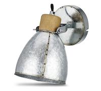REV - Applique ou plafonnier à une lampe au look rétro très tendance avec douille E27 - Plafonnier orientable en métal galvanisé gris - Applique murale pour le salon, la chambre et le couloir