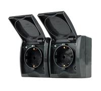 REV AquaForm Double Prise pour pièces humides, IP44, Montage en saillie, Anthracite