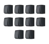 REV AquaForm Lot de 10 interrupteurs à bascule pour pièces humides IP44, montage en saillie, anthracite