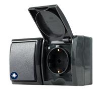REV AquaForm, prise - Combinaison d'interrupteurs A/W, IP44, bipolaire, montage en saillie, anthracite