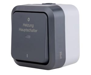 REV AquaStorm 0004720400 Interrupteur principal de chauffage pour pièces humides IP55 Bipolaire Montage en saillie Anthracite