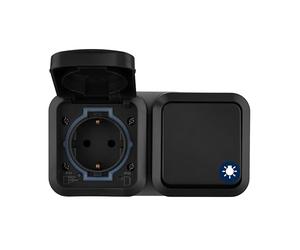 REV AquaStorm 0004970400 Prise murale avec interrupteur A/W, IP55, montage horizontal, anthracite