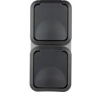 REV - AquaStorm, prise de courant double, prise pour locaux humides IP55, bipolaire, montage en saillie vertical, 230V, 16A, anthracite
