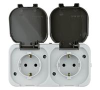 REV AquaTop Prise pour pièces humides IP44 unipolaire pré-câblée en saillie Gris