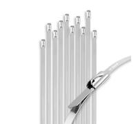 REV Attaches de câbles en acier inoxydable, paquet de 10 pièces, env. 20 x 0,4 cm. Résistance à la traction jusqu'à 60 kg, argentées.