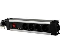 REV Bloc multiprise 4x + KS USB SupraLine interrupteur noir