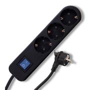 REV Bloc multiprise Ice - Multiprise 3 Prises - 3680 W - 1,4 m - Noir