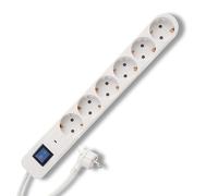 REV Bloc multiprise Ice - Multiprise 6 Prises avec Interrupteur et Prises - 1,4 m - Blanc