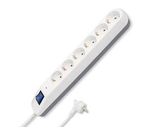 REV Bloc multiprise Ice - Multiprise 6 Prises avec Interrupteur et Prise Secteur - 3680 W - 1,4 m - Blanc