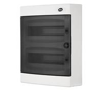 REV Coffret electrique 2 rangées, 24 Modules, IP40, 29 x 36 x 11 cm, blanc | Pour 24 modules DIN, avec borniers à vis neutre/terre, entrées de câbles prédécoupées et bandes d’obturation