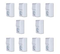 REV Combinaison d'interrupteurs/prises PlanoLuxe - Lot de 10 prises en saillie avec interrupteur A/W - Blanc