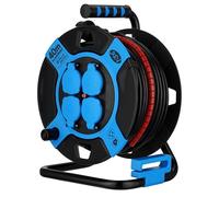 REV Enrouleur de câble, 40 m, pour l'extérieur, avec protection de câbles, 4 prises de contact de protection, IP44, noir