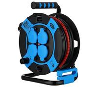 REV Enrouleur de câble extérieur 25 m avec protecteur de câble 4 prises jack IP44 noir