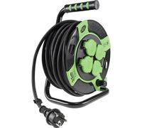 REV Enrouleur de câble plastique 25m IP 44 4-fois noir