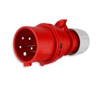 REV Fiche mâle CEE - 400V, 16A, 5 pôles, 3P+N+ PE, étanche IP44, rouge