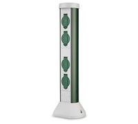 REV GreenCraft - Colonne de prise d'extérieur à 4 prises - Hauteur : 52 cm - Protection IP44 contre les projections d'eau - Vert