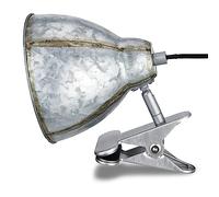 REV - Lampe à pince au look rétro tendance avec douille E27 couleur zinc - Lampe de lecture pour lit IP20 orientable avec abat-jour en métal
