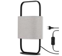 REV Lampe de table au design moderne avec anse de transport - Lampe de table avec abat-jour en lin de couleur taupe - Culot E27 - Idéal pour table de chevet, bureau et bureau - 48 cm