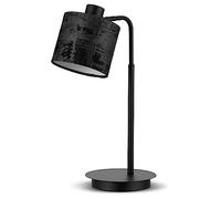 REV Lampe de table - Lampe de table au look vintage très tendance, idéale comme lampe de bureau ou de chevet, abat-jour en velours, douille E27, noir