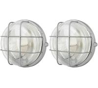 REV Lampe LED pour pièces humides - Ronde - IP44-7 W - 600 lm - 3000 K - Idéale comme applique murale ou plafonnier - Lampe d'atelier ou de cave - Argenté (Lot de 2)