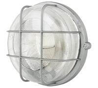 REV Lampe LED pour pièces humides, ronde, IP44, 7 W, 600 lm, 3000 K, idéale comme lampe murale ou de plafond, lampe d'atelier, lampe de cave, argent
