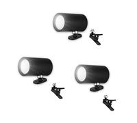 REV Lot de 3 appliques murales LED d'intérieur avec batterie, 120 lm, intensité variable, rotation à 360°, lampe de lecture sans fil, idéale pour couloir, chambre à coucher et salon, noir