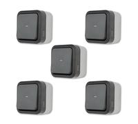 REV Lot de 5 interrupteurs de contrôle AquaStorm - Lot économique - Interrupteur d'éclairage pour pièces humides IP55, unipolaire, montage en saillie, 230 V, 10 A - Anthracite