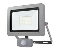 REV Luminaire extérieur FLARE - Applique murale avec détecteur de mouvement IP44, éclairage mural 30 W, 2550 lumens, 6500 K, angle de détection 120° à 9 m, argent