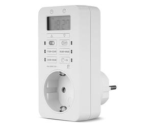 REV Minuterie numérique - Réglage Flexible et Facile sur Simple Pression d'un Bouton - Jusqu'à 1000 Heures de réserve de Marche - Prise de Courant - Blanc