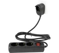 REV Rallonge multiprise 3+1x 2m + interrupteur, noir