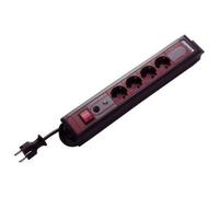 REV Multiprise avec ÜSS + filtre d'alimentation, rouge/gris, 4x, 4x contact de protection, avec interrupteur, 2,5m de conduite d'alimentation