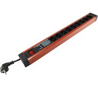 REV Multiprise avec ÜSS + filtre d'alimentation, rouge/gris, 9x, 9x contact de protection, avec interrupteur, 4m de conduite d'alimentation