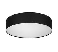 REV Plafonnier - Lampe de plafond ronde de 50 cm avec abat-jour en tissu au look vintage - idéale pour la chambre à coucher et le salon, noir