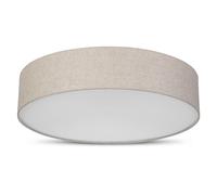 REV Plafonnier LED - Plafonnier rond de 50 cm avec abat-jour en tissu au look vintage - idéal pour la chambre à coucher et le salon, taupe