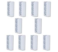 REV PlanoLuxe Lot de 10 prises pour montage en saillie avec cadre et insert, 3 prises, blanc