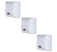 REV PlanoLuxe Lot de 3 interrupteurs de commande en saillie avec témoin lumineux Blanc