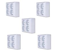 REV PlanoLuxe Lot de 5 prises pour montage en saillie avec cadre et insert, 4 prises, blanc