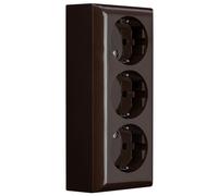 REV Ritter 0510089777 PlanoLuxe Lot de 3 prises de courant apparentes Marron